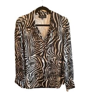 Jones New York Collection Woman Animal Print Blouse/Jacket - B/W -20W